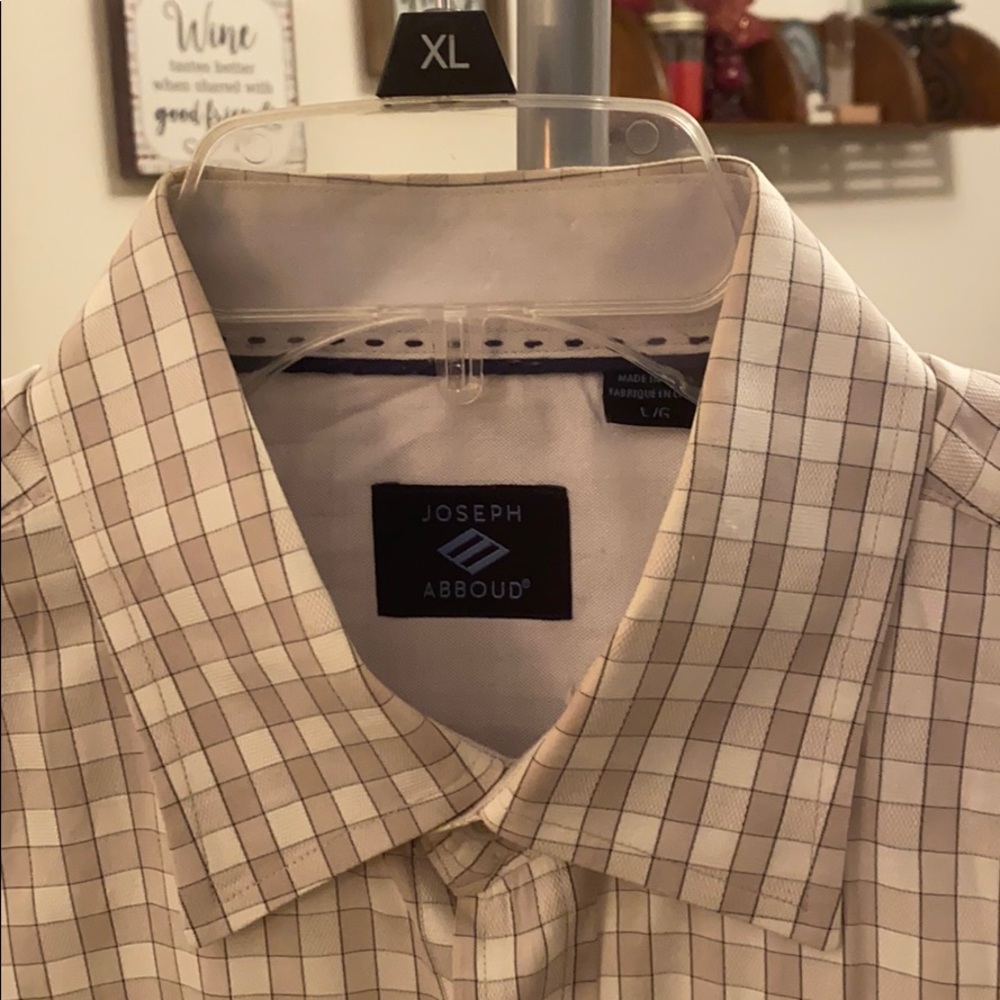 Joseph Abboud Tan Checkered Button Down Shirt